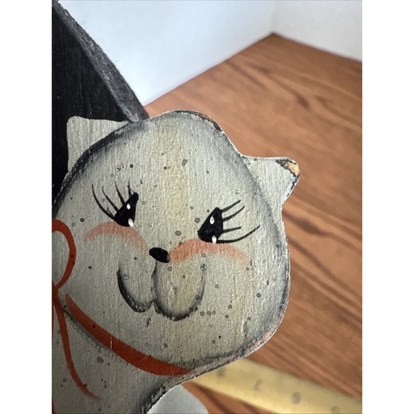 Vintage Halloween Witch Wood Decoration Hand Painted Primitive Country Cottage - Picture 8 of 9